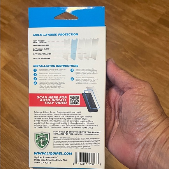 Safeguard Glass Screen Protector for iPhone 12 or 13 Pro Max - Blue - Picture 3 of 3